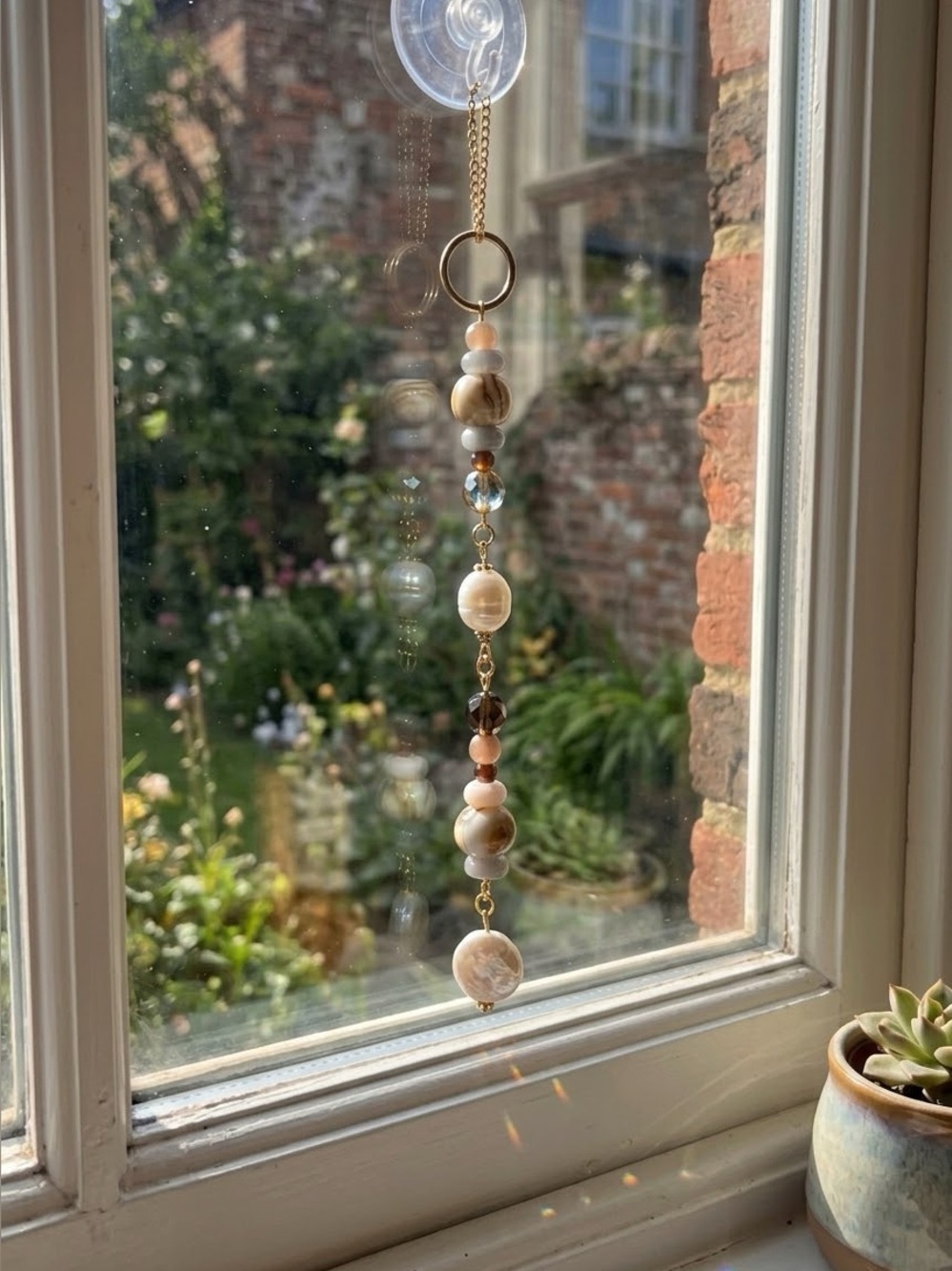 Handcrafted Beaded Chocolate Sundae Window Charm Suncatcher Bag Charm 6”